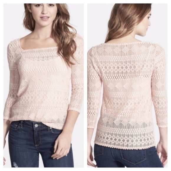 Lucky Brand Tops - Lucky Lace and Mesh Cream Colored Top